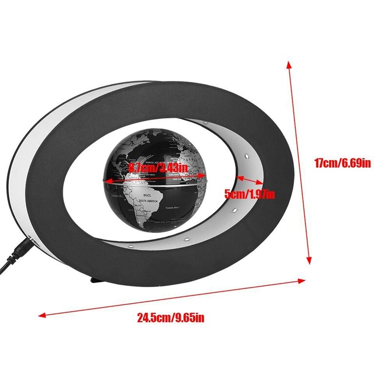 Globo flotante magnético para niños, globo de levitación magnética con mapa del mundo, Marco ovalado, Led, inglés, azul