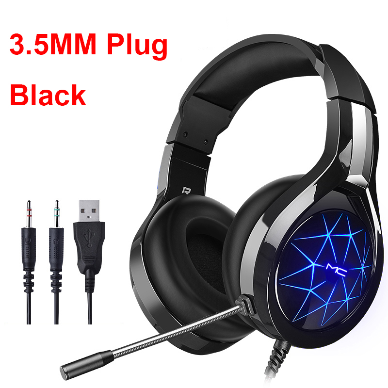 Gamingowy zestaw słuchawkowy gracze słuchawki z mikrofonem zestaw słuchawkowy dla graczy na PC 7.1 USB Surround Stereo dla graczy XBox One PS4 PC Laptop: 3.5mm black