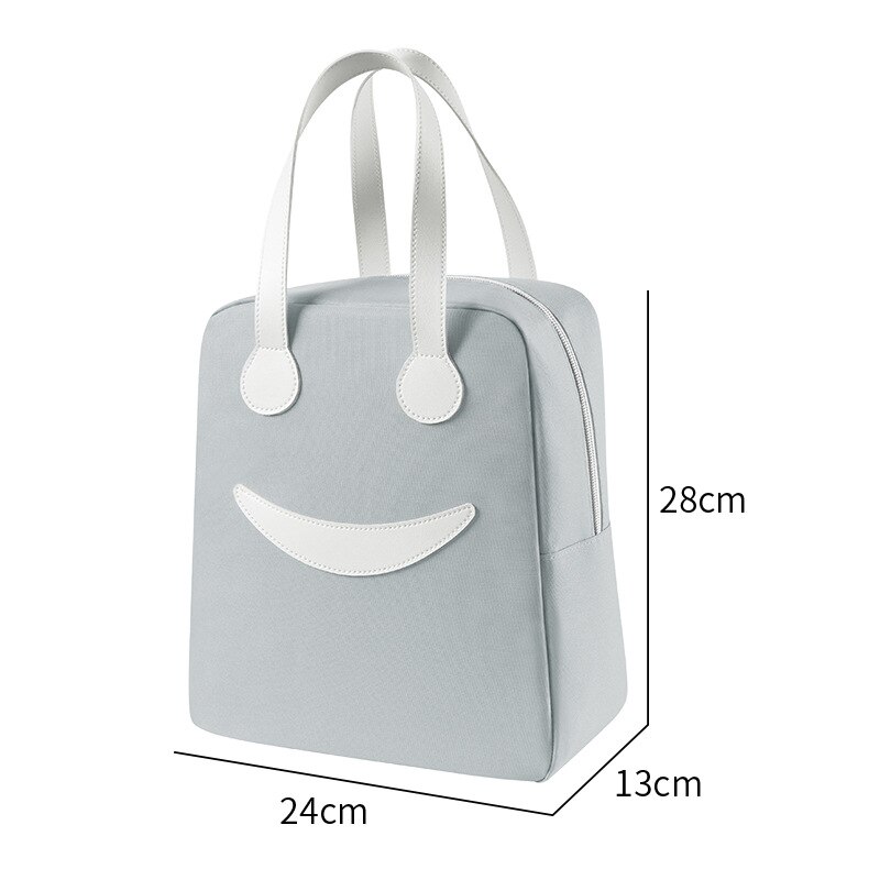 Smiley – sac à déjeuner fourre-tout de couleur unie, étanche, thermique, isolé, Portable, isotherme, Bento d&#39;extérieur pour aliments: 24x13x28 Gray