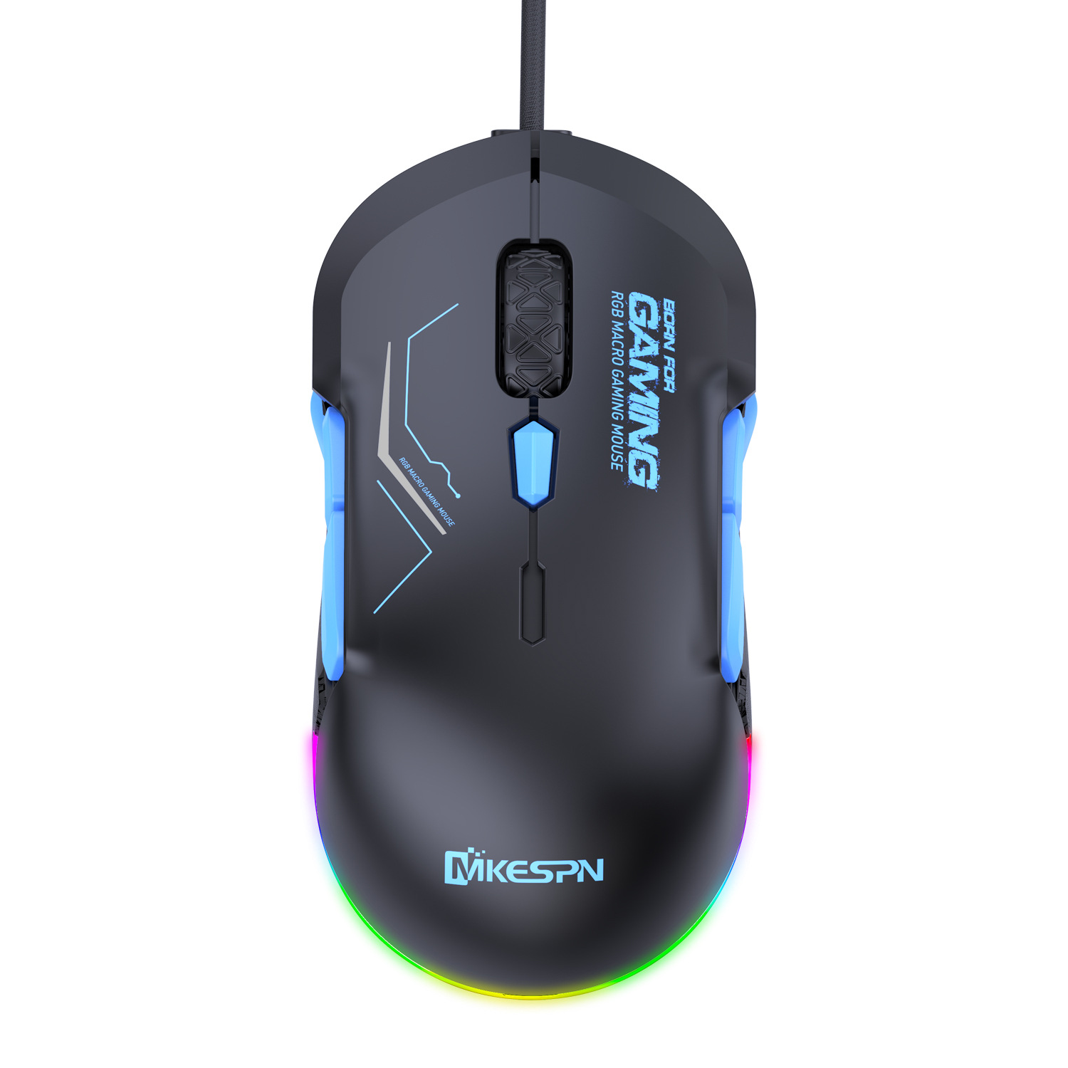 Zarówno lewa, jak i prawa symetryczna mysz do gier z programowalne przyciski 12800 DPI 10 i oświetlenie RGB: WHITE