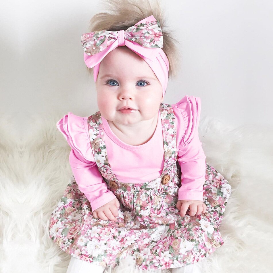 0-4 Jaar Baby Meisje Kleding Zomer Casual Vintage Jarretel Rok Knop Baby Kids Bloemen Gedrukt Jurk Peuter Kids overalls