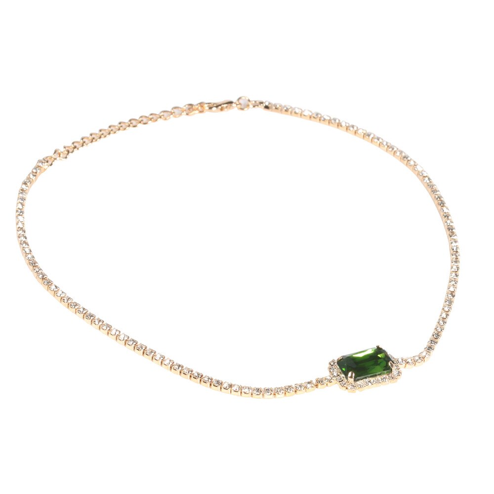 collar de Colgante cuadrado MLING para mujer, gargantilla de cristal dorado, de joyería de