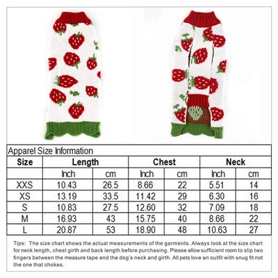 DOGGYZSTYLE Winter Pets Dog Clothes Sweater Knitted Pink Coat Apparel Clothing For Small Puppy Dogs XXS-L: Strawberry / L