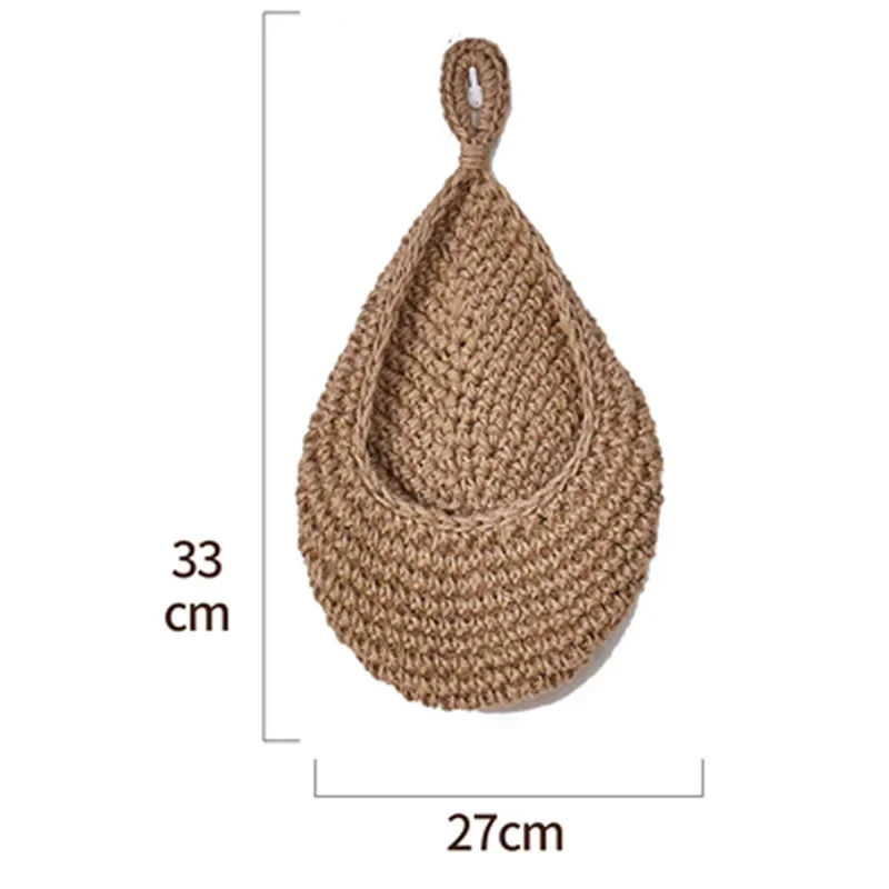 Hangende muur groente fruitmand organisator container decor voor keuken tuin mount muur plant bloem ui opslag handgeweven: Blauw