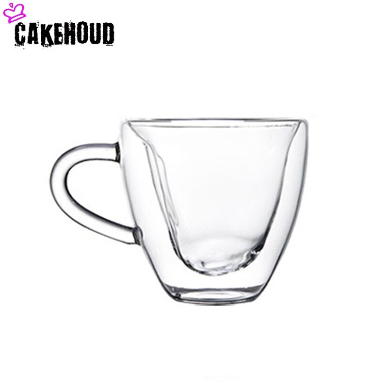 Cakehoud hjärtformad dubbelskiktsglasmugg handgjord öldrink kaffekopp högtemperaturbeständigt parglasmugg