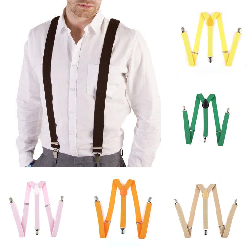 Tirantes elásticos de Color sólido para hombre y mujer, Tirantes ajustables, pantalones con tirantes para traje de boda, accesorios para falda,