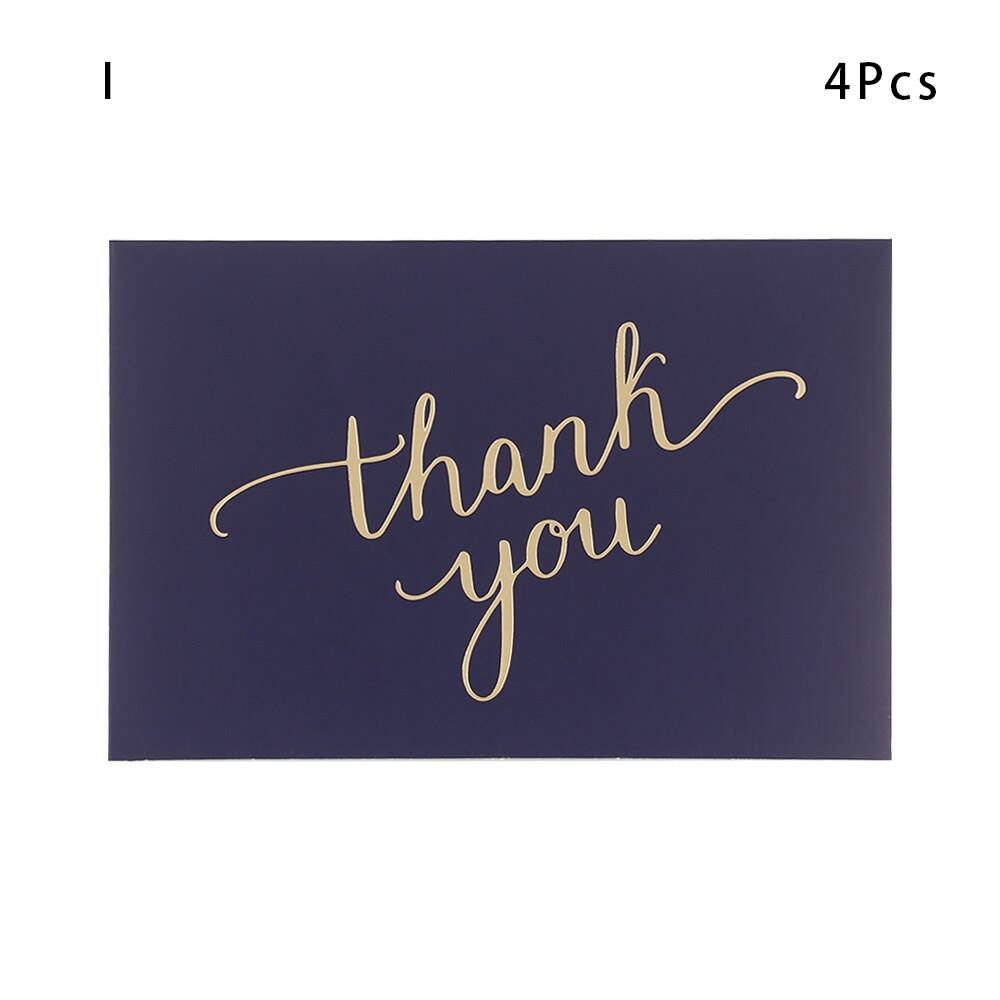 Cartes de remerciement en feuille d'or, lot de 4/6 cartes d'invitation à motifs floraux avec enveloppes, autocollants vierges, cartes postales pliantes: 4Pcs-I