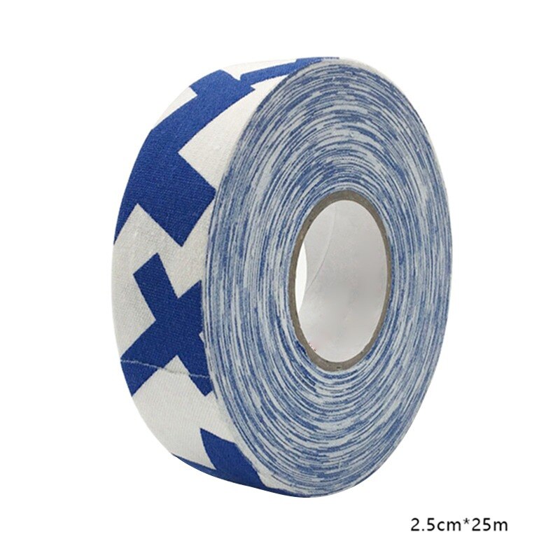 1PC 2.5cm x 25m di Stoffa Hockey Su Nastro di Sport di Sicurezza Calcio Pallavolo Basket Ginocchiere Hockey Su Nastro del Bastone da Golf gomito Nastro Nuovo: Blue cross