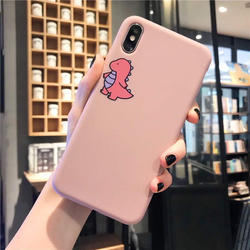 Lovebay Cartoon Lovely Dinosaur Phone Case For iPhone 11 Pro Max X 7 8 8plus XR XS Max 6S 6Plus Covers Soft TPU Candy Color Case