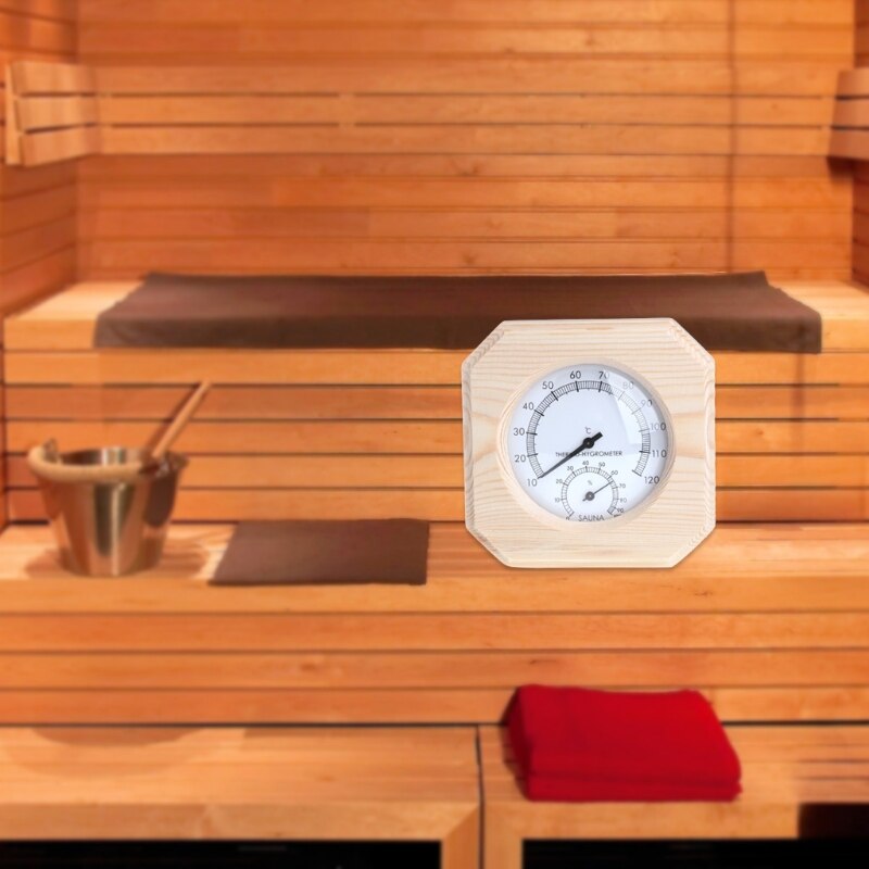 Sauna Room Wood Thermometer Hygrometer Hygrothermograph Temperature Instrument