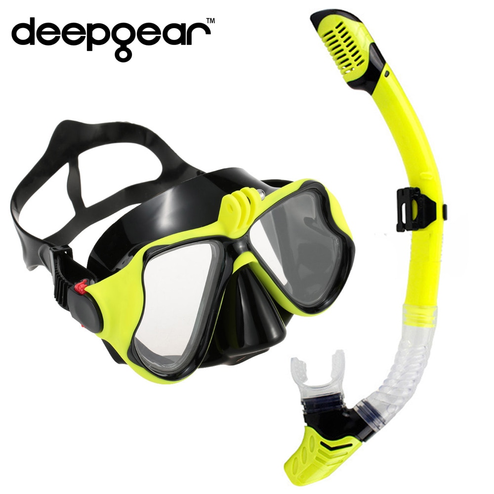 DEEPGEAR Kurzsichtig tauchmaske und schnorchel einstellen oben Kamera taucherbrille Trocken schnorchel getriebe Heißer wassersport getriebe und tauchausrügestochen