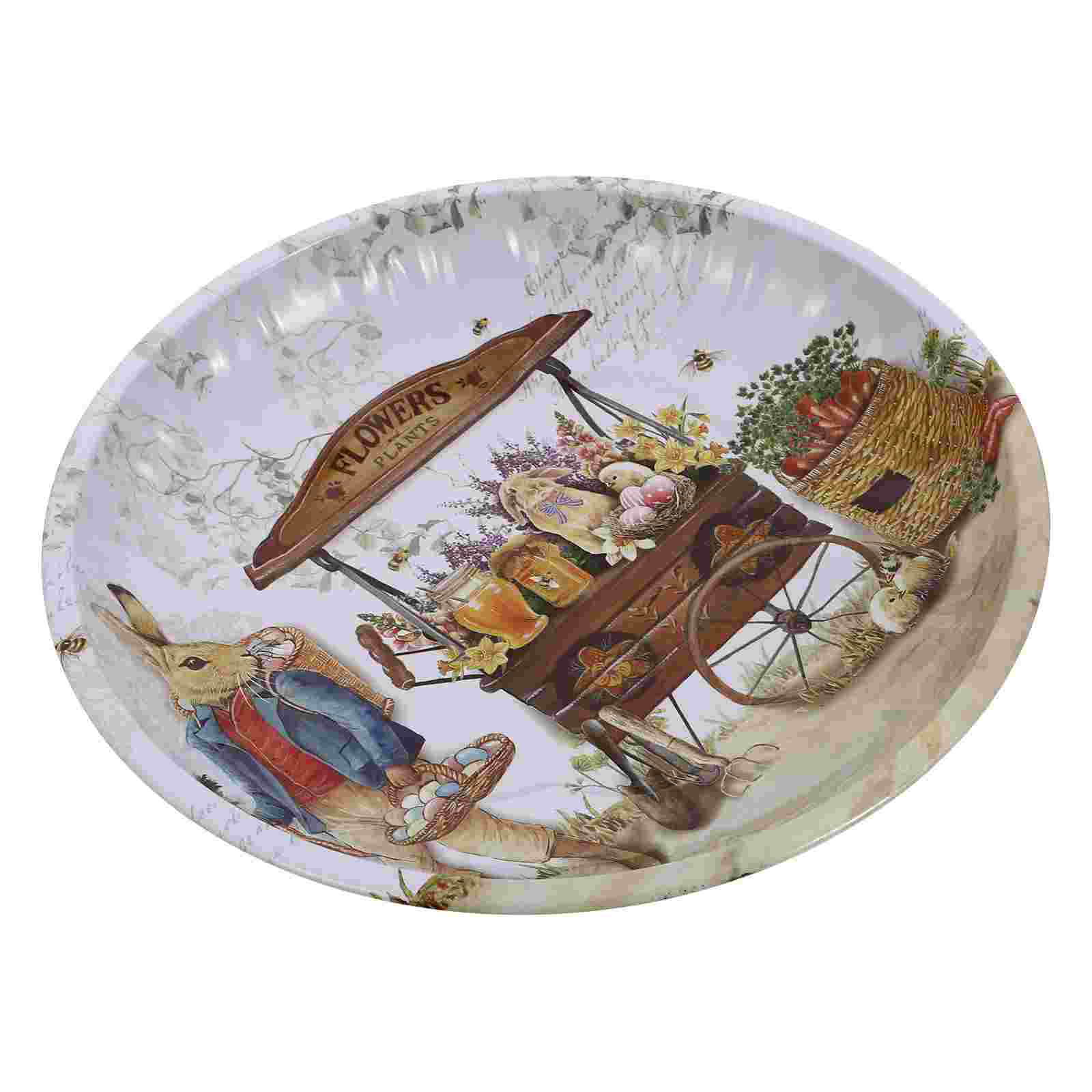 1 Pc Easter Candy Plate Iron Fruit Storage Tray Cartoon Nut Snack Storage Holder