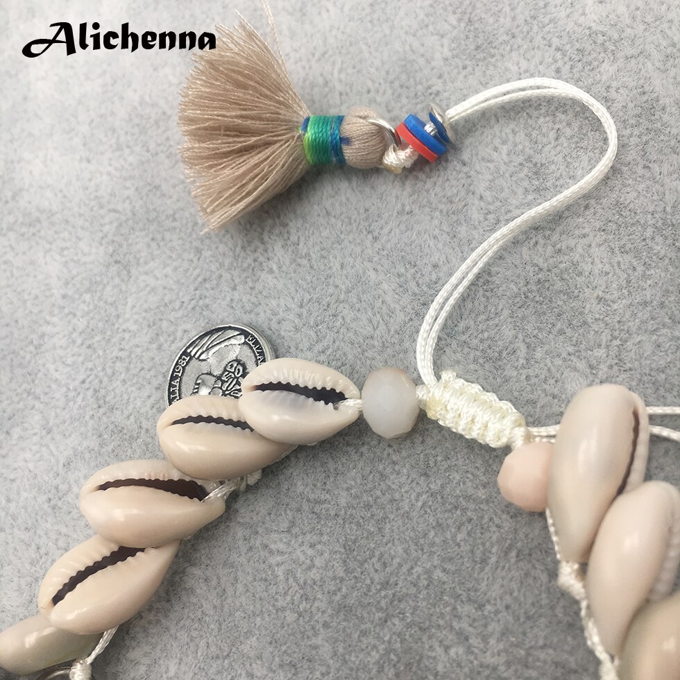 Bohemian schelpen blote voeten enkelbandjes voor vrouwen vintage schelpen enkelbandje voet touw armband kwastje legering strand enkel boho sieraden
