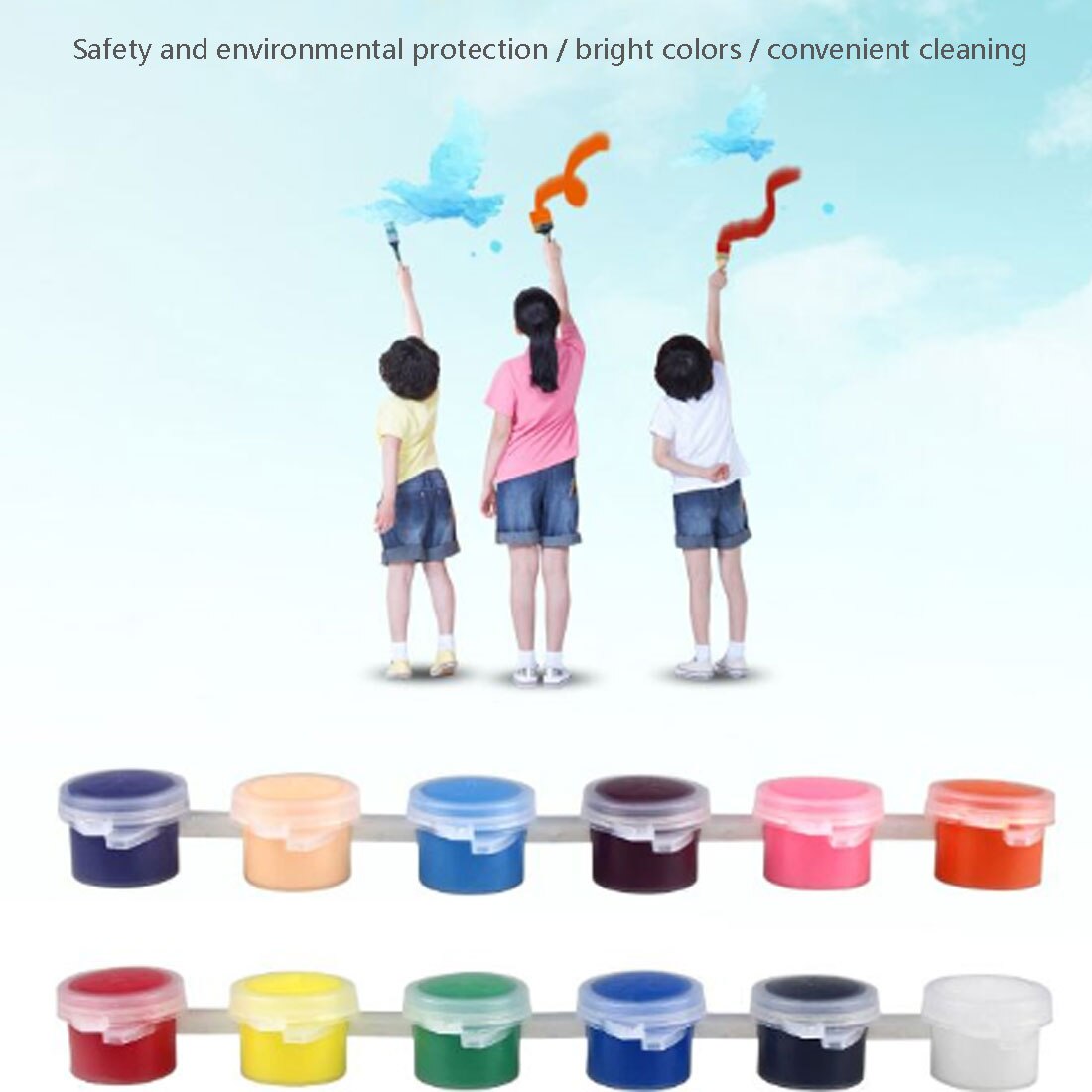 Pinturas acrílicas, juego de pigmento de pincel de agua, 12 colores para ropa, tela textil pintada a mano, pintura de yeso para pared, dibujo para niños