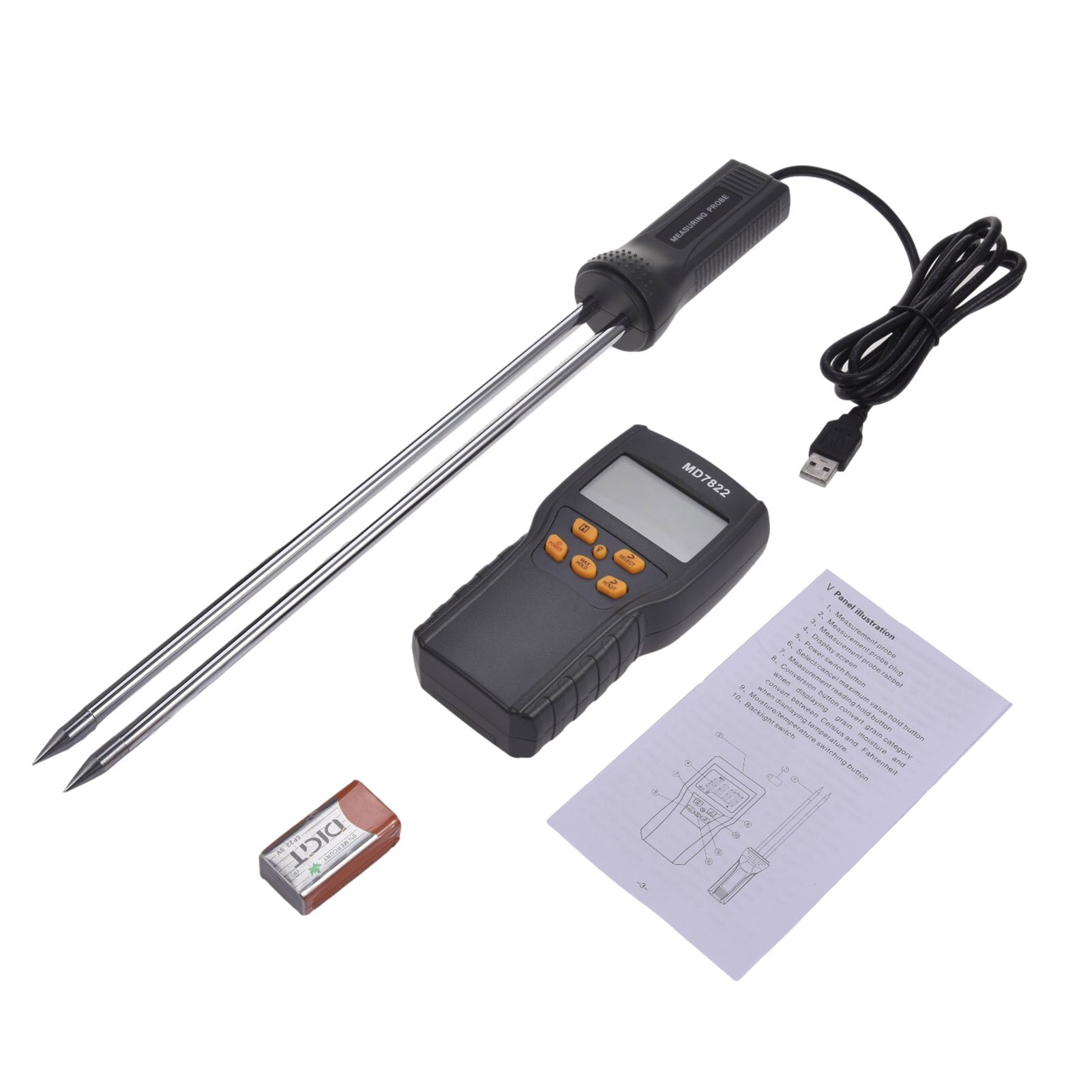 Soil Moisture Tester Digital LCD Humidity Test Meter for Crops Tester Contains Wheat Corn Rice Moisture Test Meter