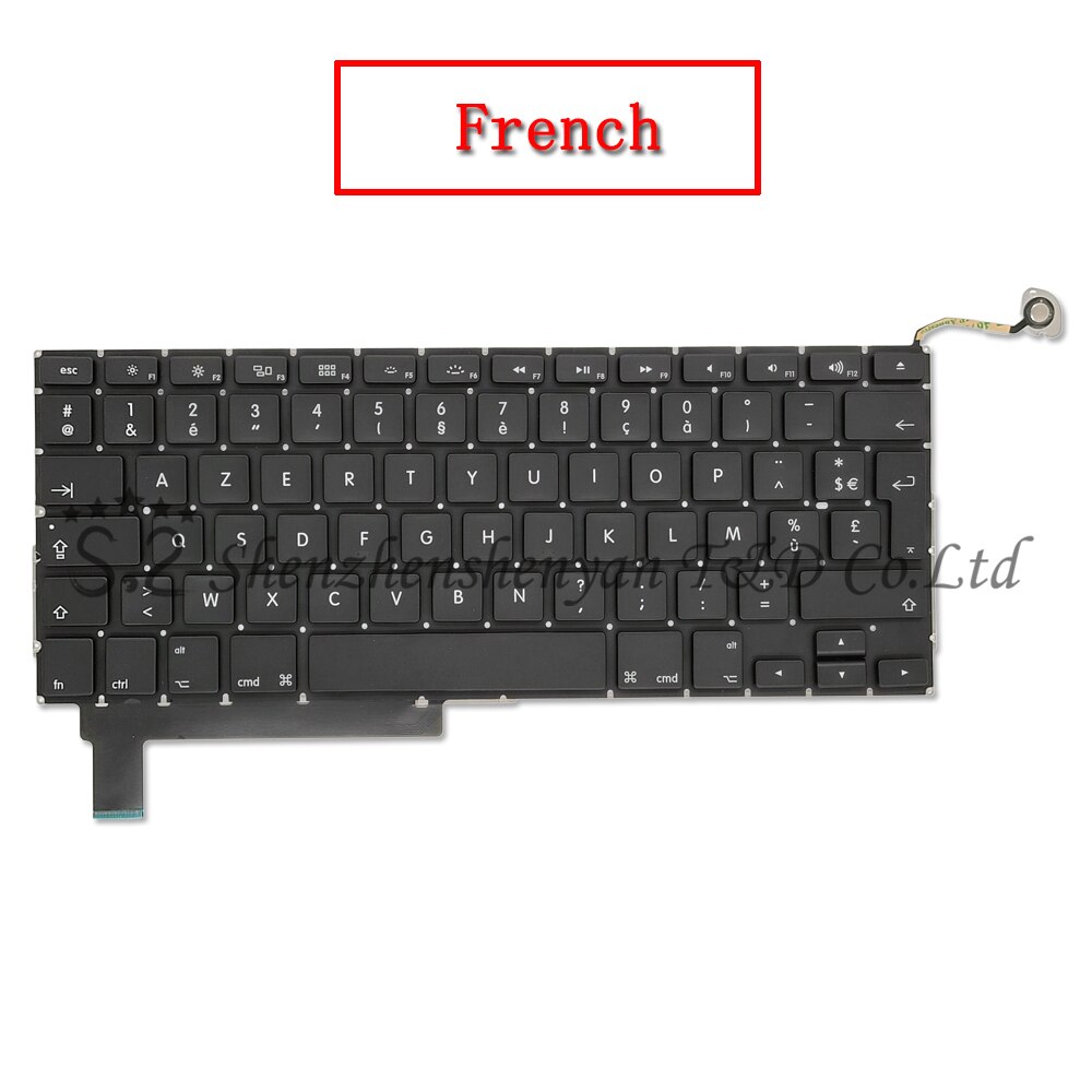 A1286 For Macbook Pro 15" Replacement Keyboard US UK Russian French Spain Japanese Arabic Version Years: French