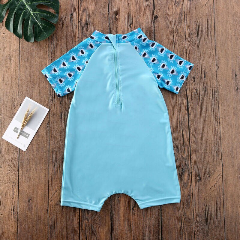 1-5Y Peuter Kids Baby Meisjes Jongens Badmode Shark Print Korte Mouw Bikini Badpak Een Stuk Kleding