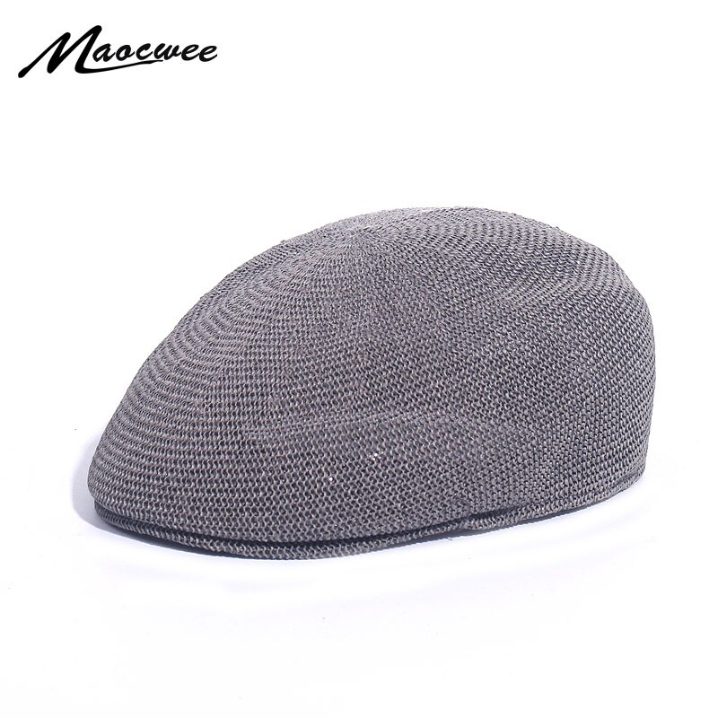 Boina, gorro de primavera verano para hombre y mujer, sombrero de gorra plana Ivy con rejilla transpirable para hombre y mujer, Boina de papel plano liso
