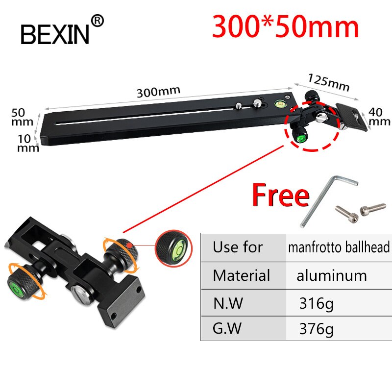 Lange Telephot Lens Ondersteuning Adapter Beugel Lange Focus Lens Camera Houder Ondersteuning Quick Release Plate Voor Manfrotto Statief: 300x50mm