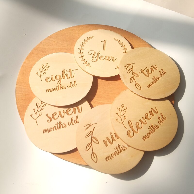 12/14/16 st baby milstolpe kort trä fira bebis födelse månatliga inspelningsskivor nyfödd dusch diy