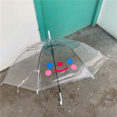 W & g sød badning bjørn mælk te hvalp gennemsigtig paraply regn kvinder udendørs automatisk lys langt håndtag strand paraply: Smiley paraply