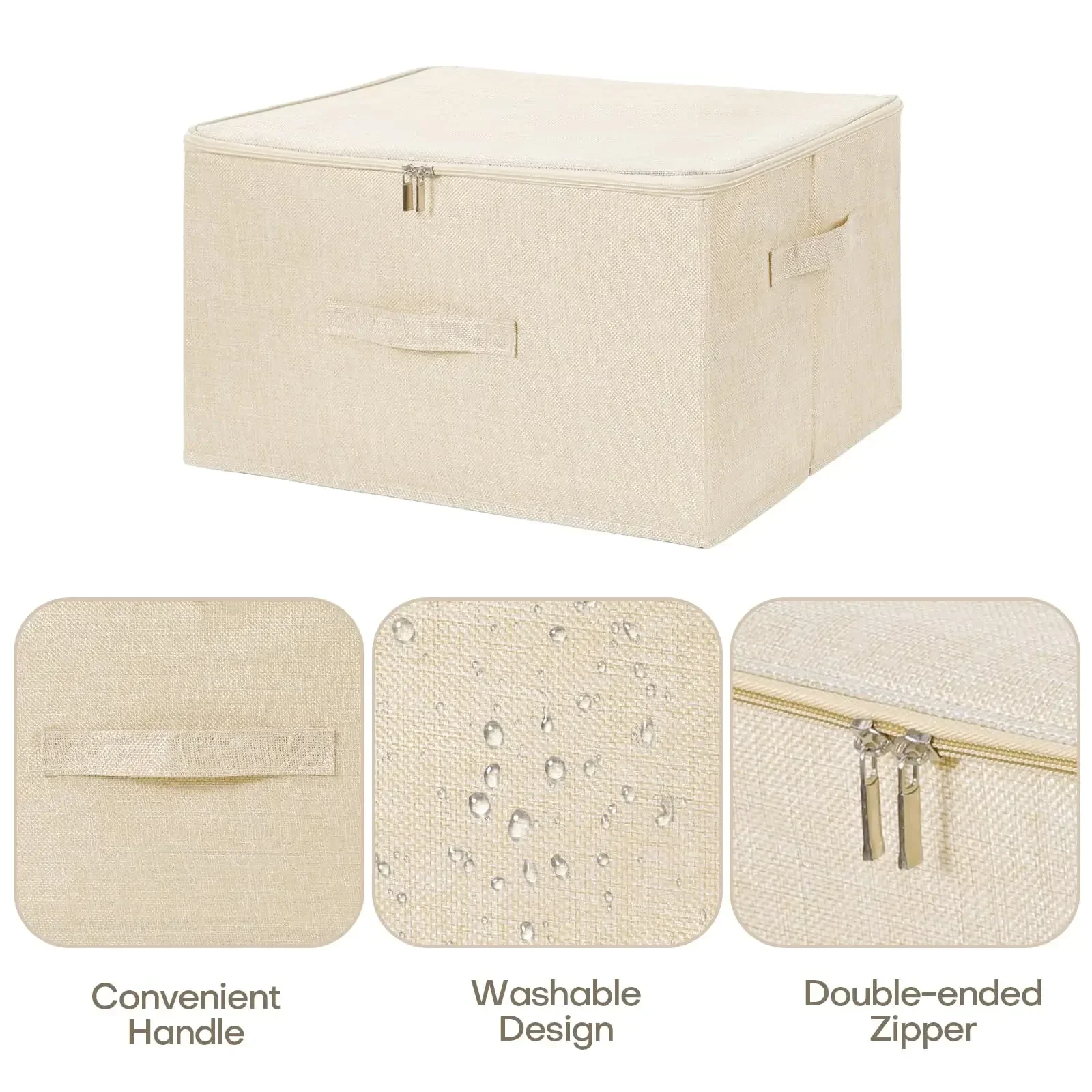 Kleding Opbergbakken Met Ritssluiting Met Handgrepen Opvouwbare Katoenen Linnen Stof Kubus Mand Organizer Container Box