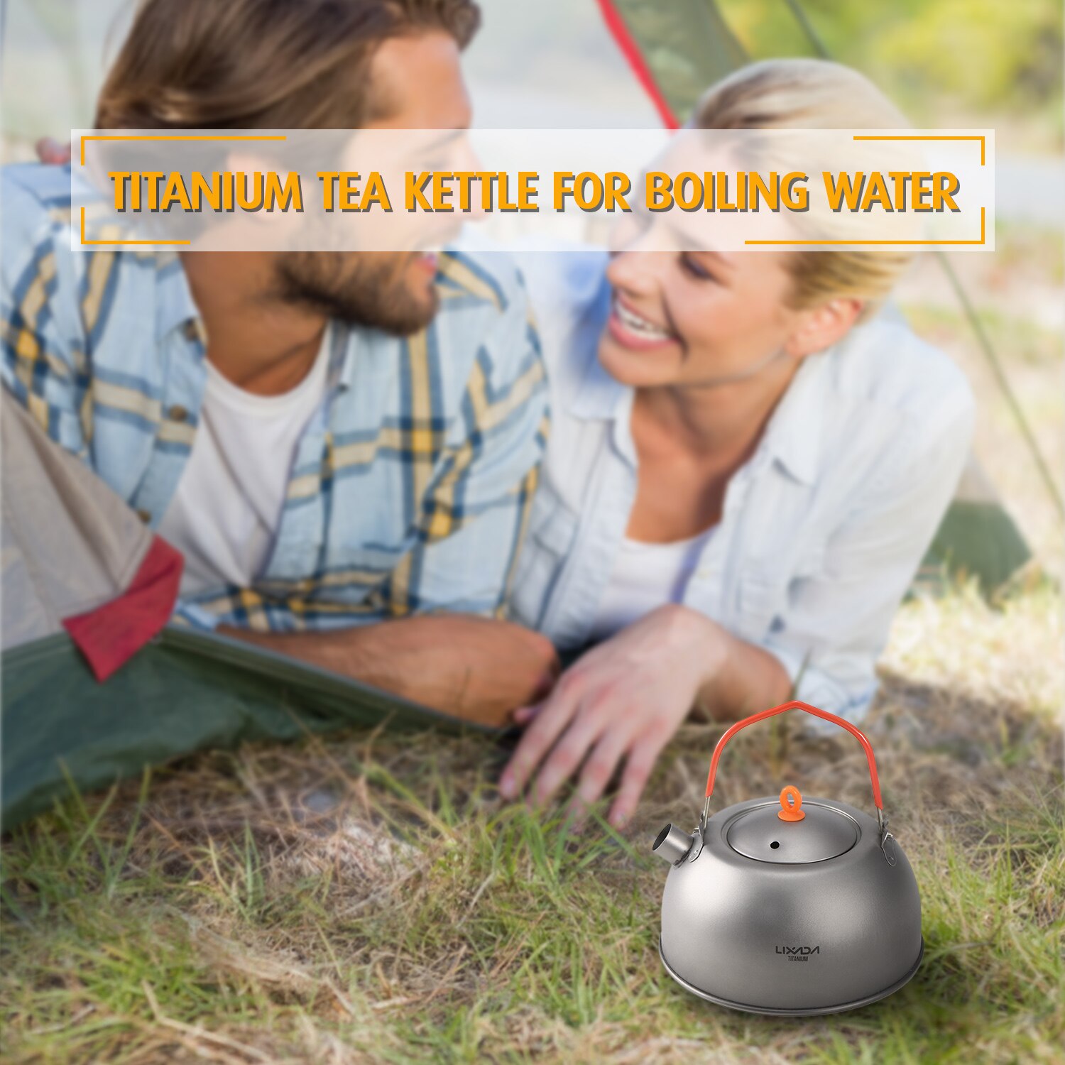 Lixada 600ml Titanium Tea Kettle for Boiling Water Bottle Coffee Tea Pot Tableware Cookware for Outdoor Camping Hiking Picnic