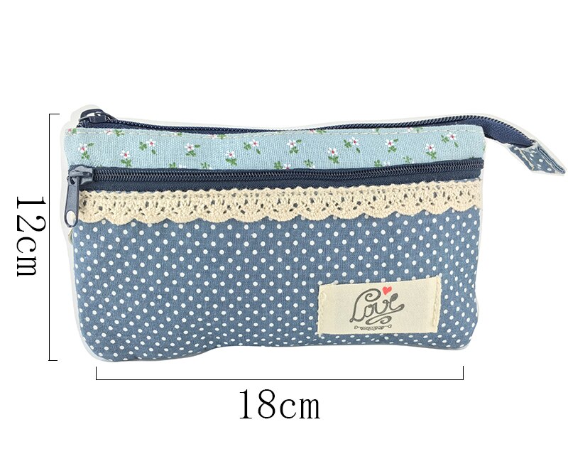 Women Wallets linen Female Long wallet Purses for girls Hasp Coin Pocket dot printing Zipper Clutch