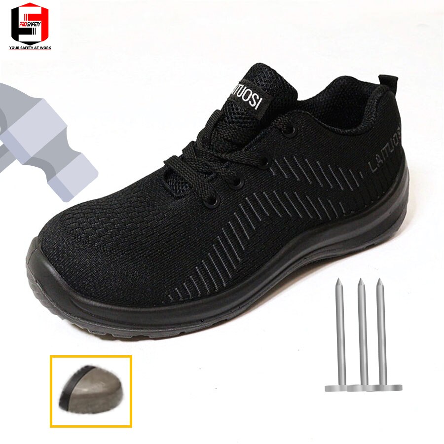Fei Weaving 0214 Pairs of steel safety shoes Anti-oil Anti-slip Composite Toe metal Anti-static Airport black work shoes: 42
