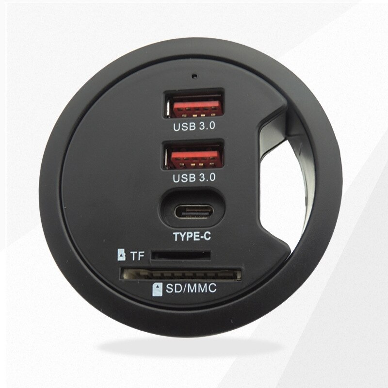 USB Hub USB3.0 Mount in Desk Multi Ports with SD/TF Headphone/Microphone Adapter for PC/Tablet Multi Splitter EU Plug