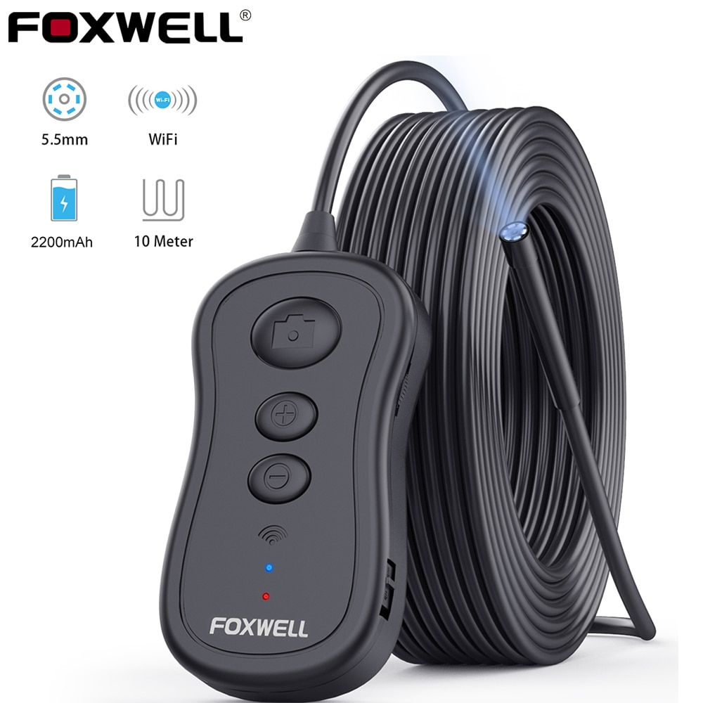 Foxwell Wifi Endoscoop 5.5 Mm Draadloze Borescope Inspectie Camera 1080P Hd Waterdicht Met Licht Voor Iphone, android En Tablet