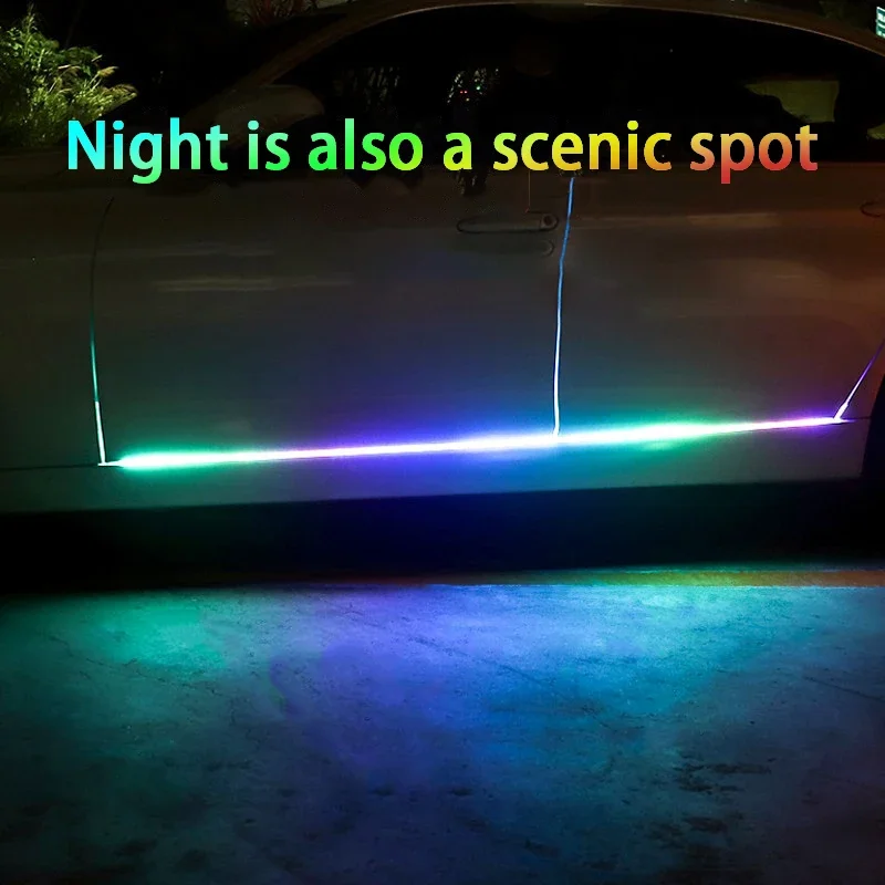 Luz ambiental que fluye Luz de la falda lateral del coche, tira de luz de desplazamiento, luz que fluye colorida con accesorios de luz de decoración de puerta
