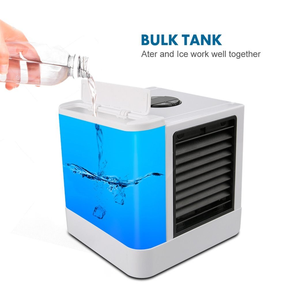 7 lichte usb mini draagbare airconditioner luchtkoeler ventilator desktop ruimtekoeler persoonlijke ruimte luchtkoeler ventilator voor kamer thuis: Legergroen