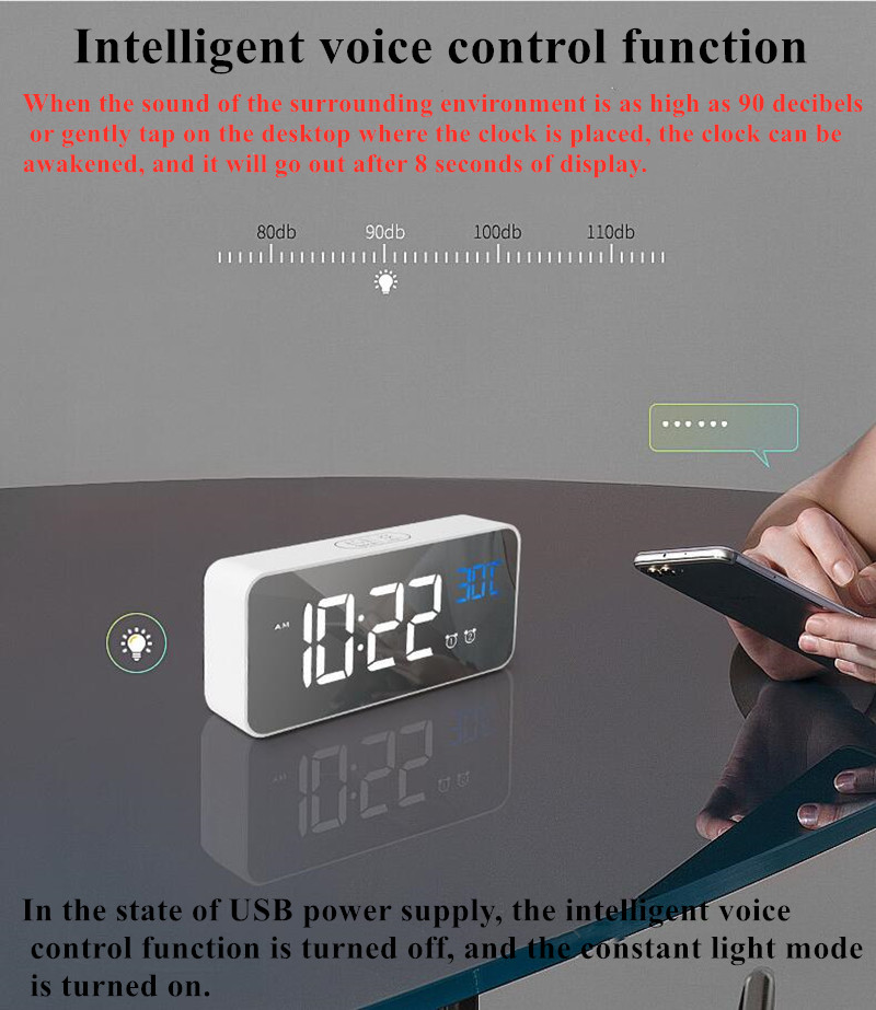 Rechargeable Digital Alarm Clock Voice Control Sno... – Vicedeal