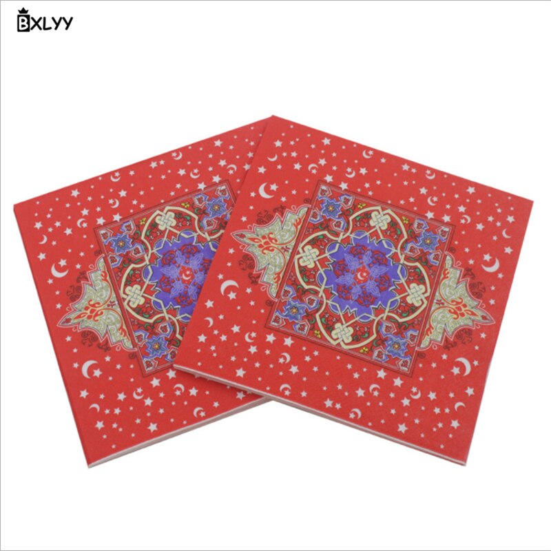 BXLYY Arabische Ramadan Festival Servet Kleur Afdrukken Tissues Papier Servet Partij met Home Decoratie Accessoires Wedding.7: 1