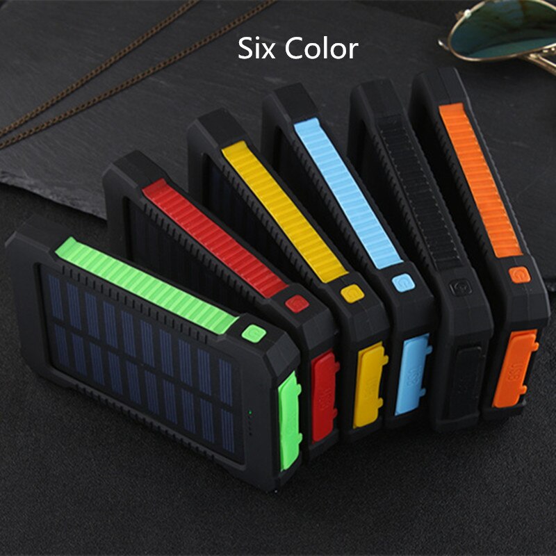 Top Solar Power Bank Waterproof 30000mAh Solar Charger 2 USB Ports External Charger Powerbank for Xiaomi MI iPhone 8 CD13