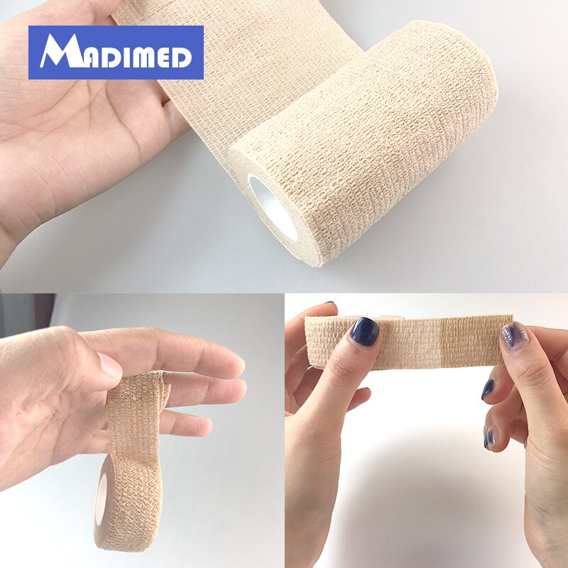 2.5cmx4.5m 6rolls/lot Coban Latex Free Nonwoven Elastic Self Adhesive Adherent Cohesive Wrap Finger Bandage Tender Tape