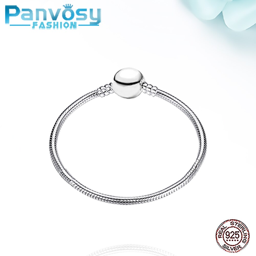 2020 New Fashion Argento Sterling 925 Pendenti E Ciondoli Braccialetto Rotondo di Base Bracciali A Catena Per Le Donne del Regalo Dei Monili Perline FAI DA TE 17-21 CENTIMETRI