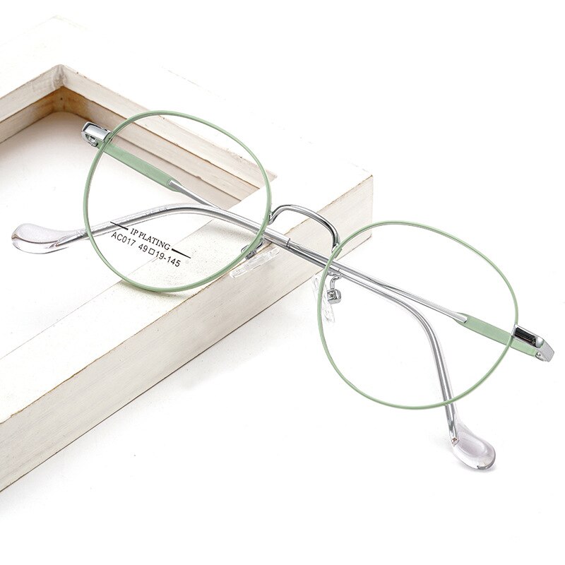 KatKani Titanium Alloy Two-tone Spectacle Frame Retro Round Men and Women Myopia Optics Prescription Eyeglasses Frame AC017