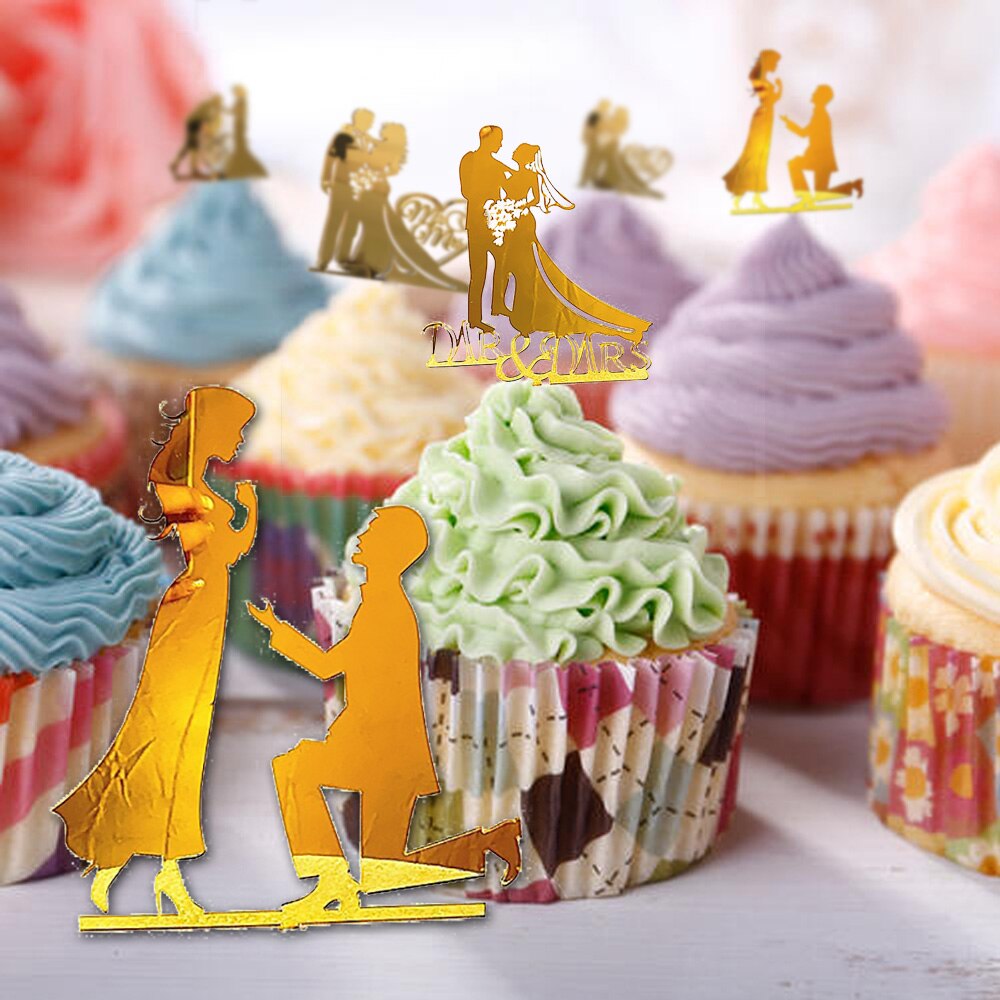 6 sztuk/partia akrylowe patelnia i pani ciasto cylinder ślub impreza kieszonkowe dzieci złoty czarny patelnia i pani ciasto dekoracje panny młodej i pana młodego dekory