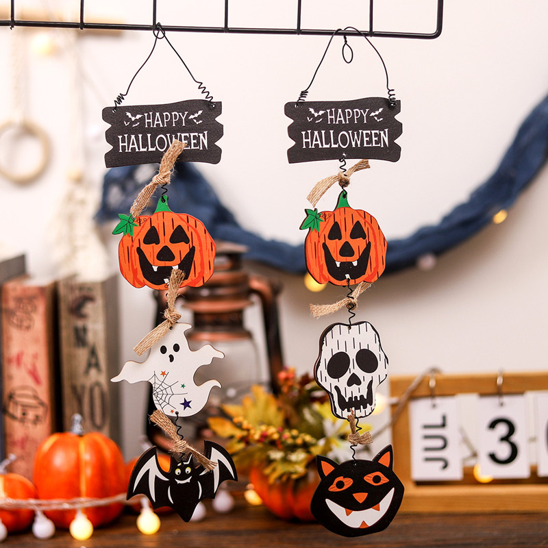 Halloween trædekorationer græskar flagermus skelet spøgelsesvedhæng hængende ornament vægdekoration gyser rekvisitter halloween festdekoration