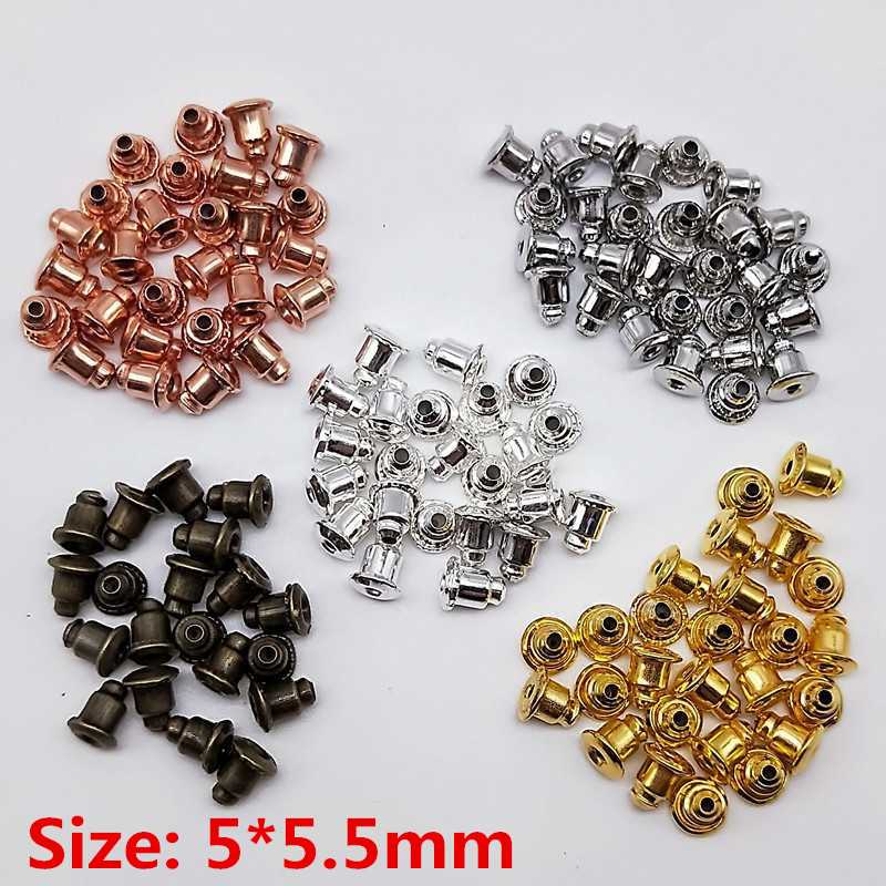 50/100 pièces pas cher résultats de bijoux en métal accessoires perles bouchons d'oreille écrous de poteau clair souple Silicone caoutchouc boucle d'oreille dos bouchon