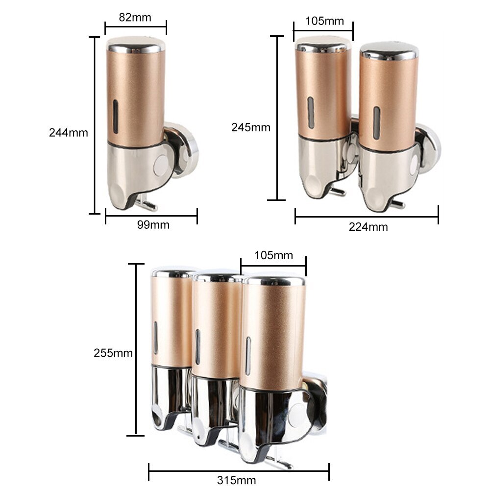 Liquid Soap Dispenser Wall Mounted Shower Gel Dispensers Shampoo Container Kitchen Tools Pump Double Hand Bathroom Soap Bottle