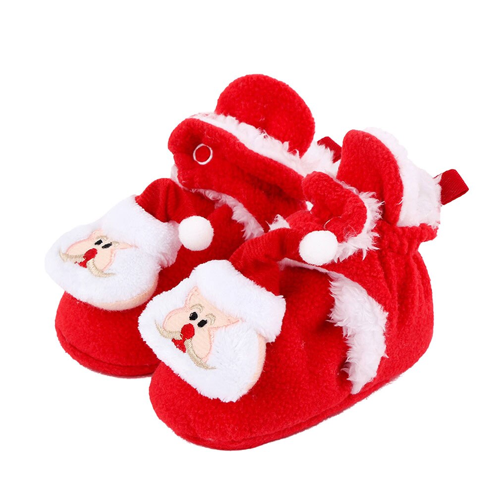 Baby christmas støvletter vinter varme 3d tegneserie fleece sokker krybbe sko skridsikker toddle first walking sko santa foot sokker