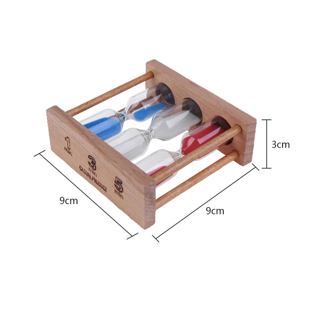 1/3/5 Minutes Sand Clock Kids Toothbrush Timer Wooden Hourglass Time Counter Classroom Game Timer For Kids Home Decor: blue white red