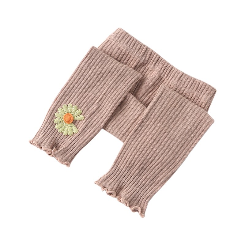 Leggings d'automne à fleurs pour enfants, vêtements tricotés pour bébés filles, bas brillants à la cheville,
