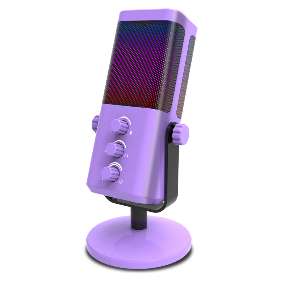 M7 kondensator-usb-mikrofoner med volumjusteringsknapp spillmikrofon egnet for podcast-livesendinger: Lilla