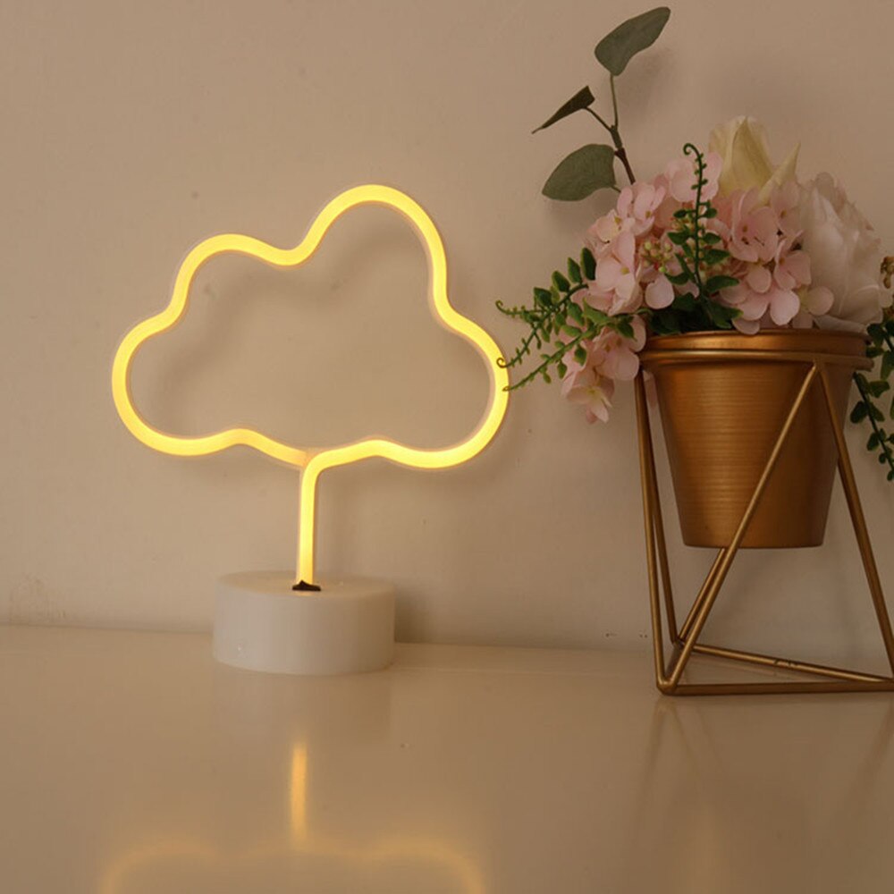 Led Cloud Neon Sign Nachtlampje Art Decoratieve Verlichting Plastic Tafelblad Lamp Voor Kids Babykamer Verlichting Xmas deel