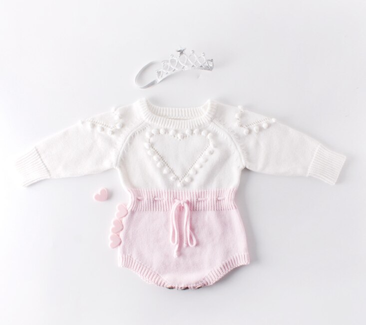 Winter Kids Baby Meisjes Jongens Bodysuits Breien Lange Mouw Wol Prinses Driehoek Jumpsuit Peuter Kids Kleding 0-24M