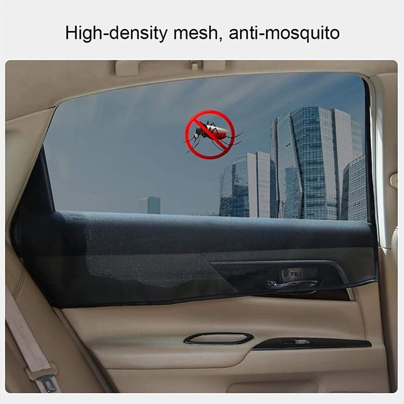 Rideau de Protection solaire magnétique pour voiture, 4 pièces, pare-soleil pour fenêtre latérale, respirant, maille, Protection UV d'été, Film de Protection pour fenêtre